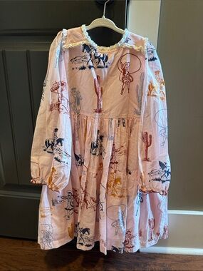 Pink Chicken Girls' Light Pink Western Print Dress